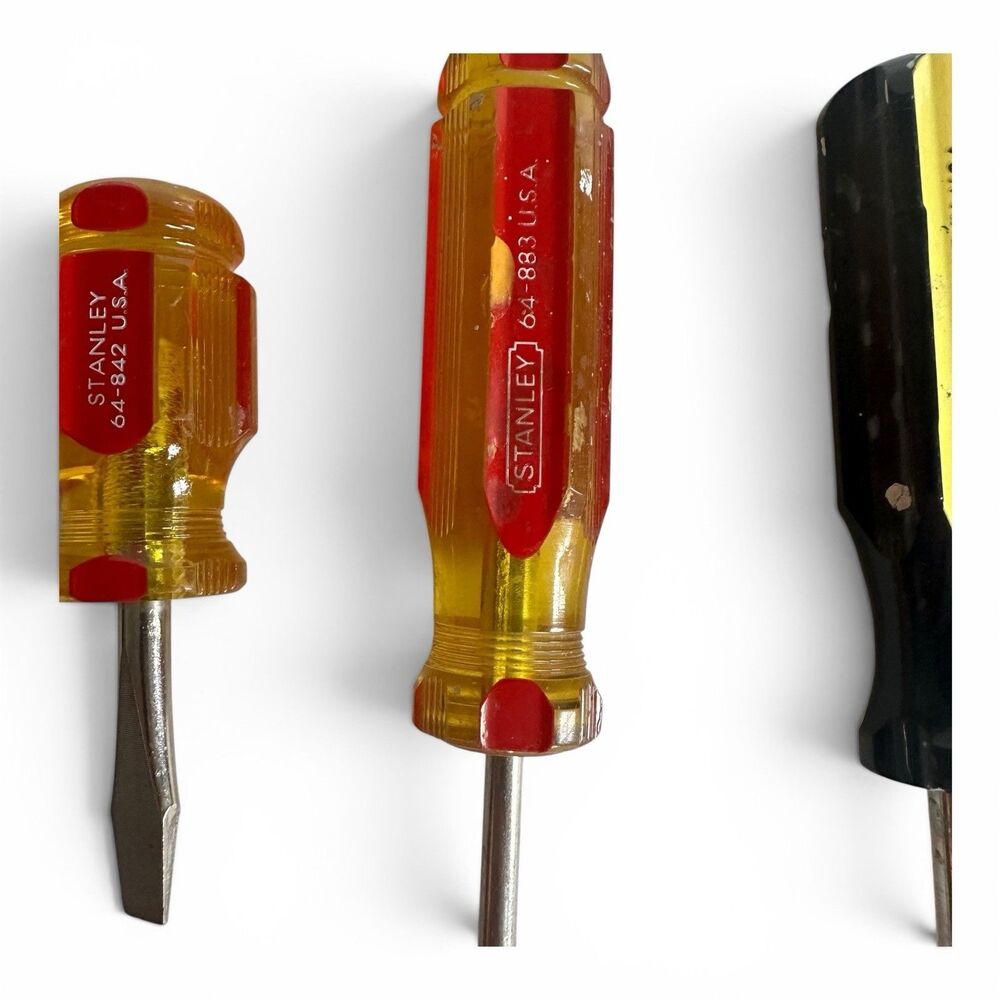 Vintage Stanley Craftsman USA Screwdriver Lot Stubby Set 64-842 64-883 CMHT65020 - Picture 4 of 6